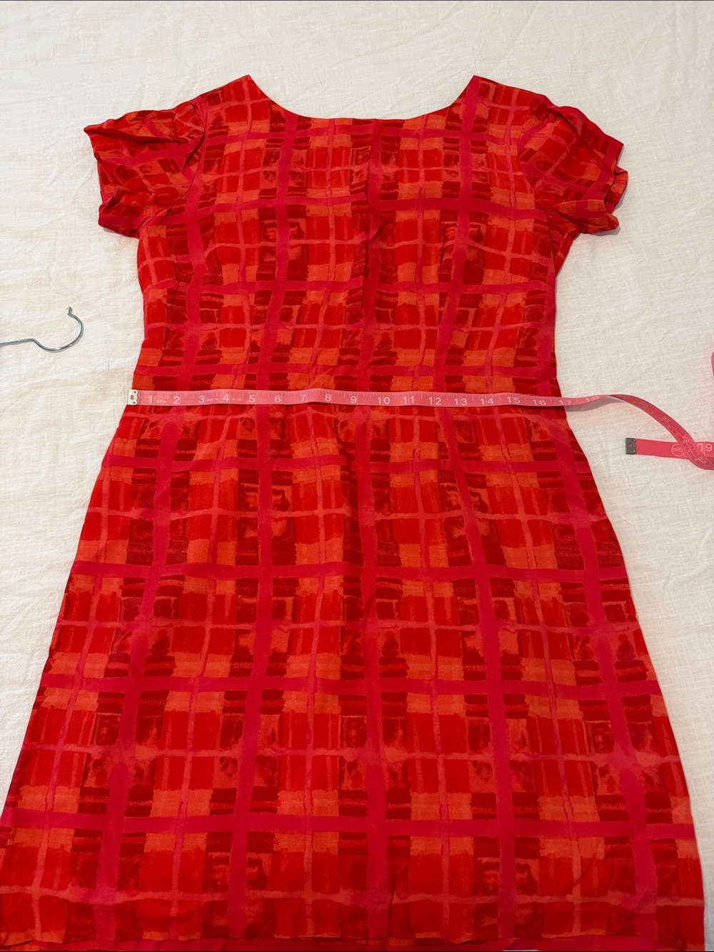 Vintage 90s Y2K Artsy Tomato Red Rayon Italian Summer Resort Dress Size 8 - Picture 11 of 13
